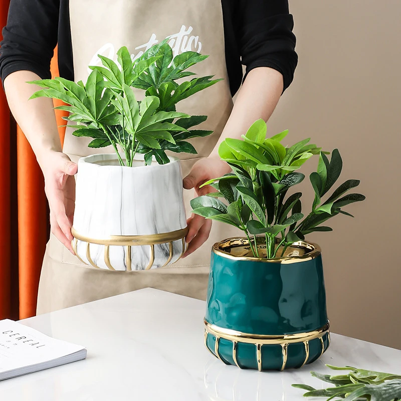 

Nordic Ins Light Luxury Phnom Penh Ceramic Flower Pot Creative Gardening Bonsai Pot Ceramic Storage Tube Cutlery Jar Home Decor