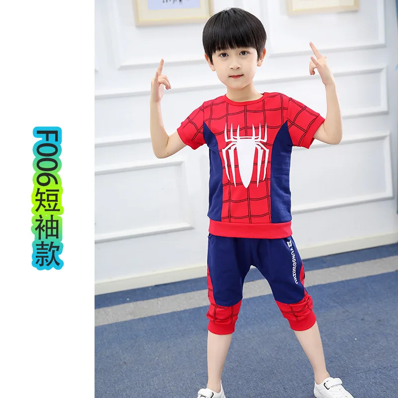 

Marvel Spider-Man clothes boy suit big children summer baby short-sleeved handsome children's clothing