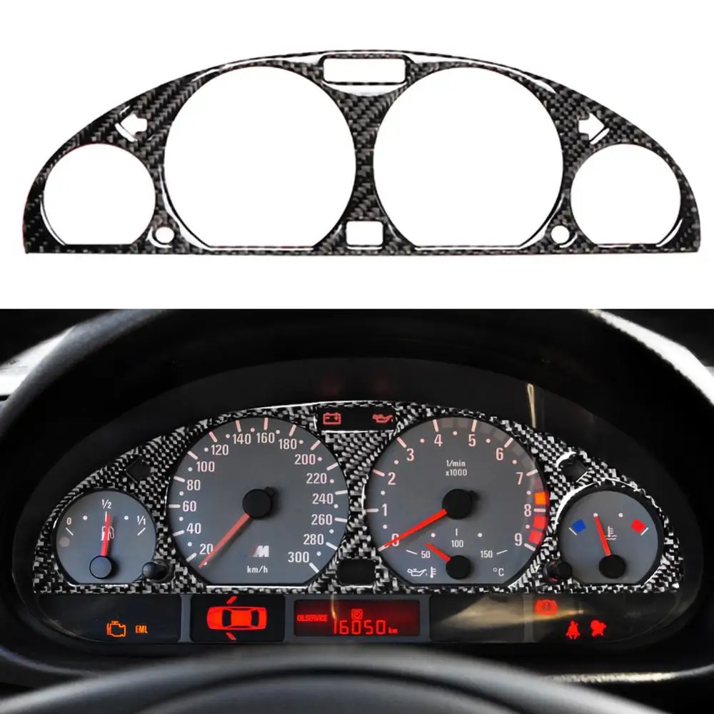 For BMW E46 M3 1998-2005 Car Black Carbon Fiber Internal Instrument Panel Decorative Frame Dashboard Cover Sticker Trim Interior |
