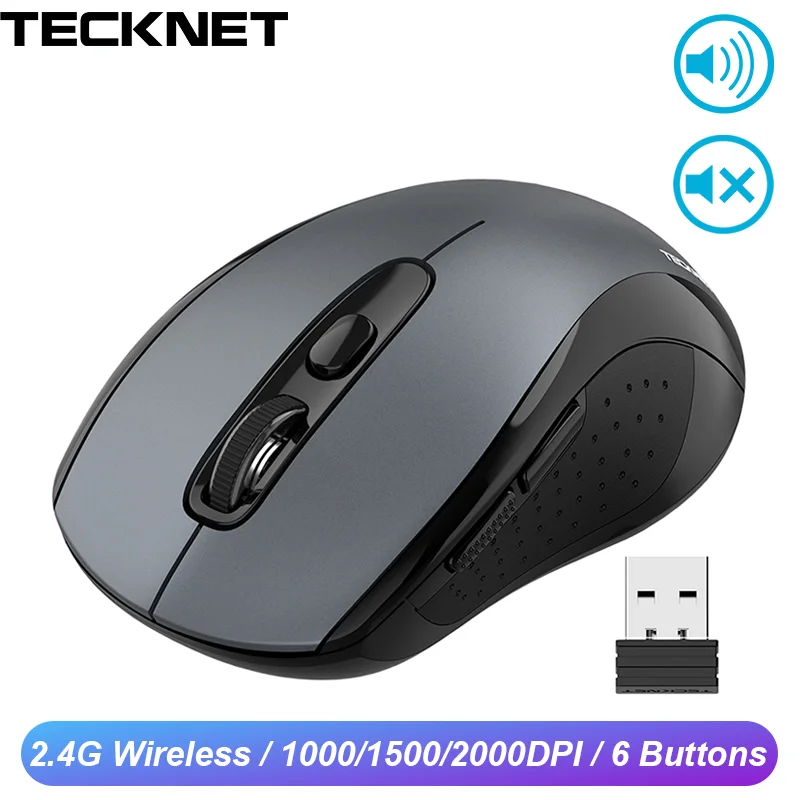 TeckNet USB Тихая беспроводная мышь 2000DPI оптическая компьютерная Беспроводная 2 4 Ghz