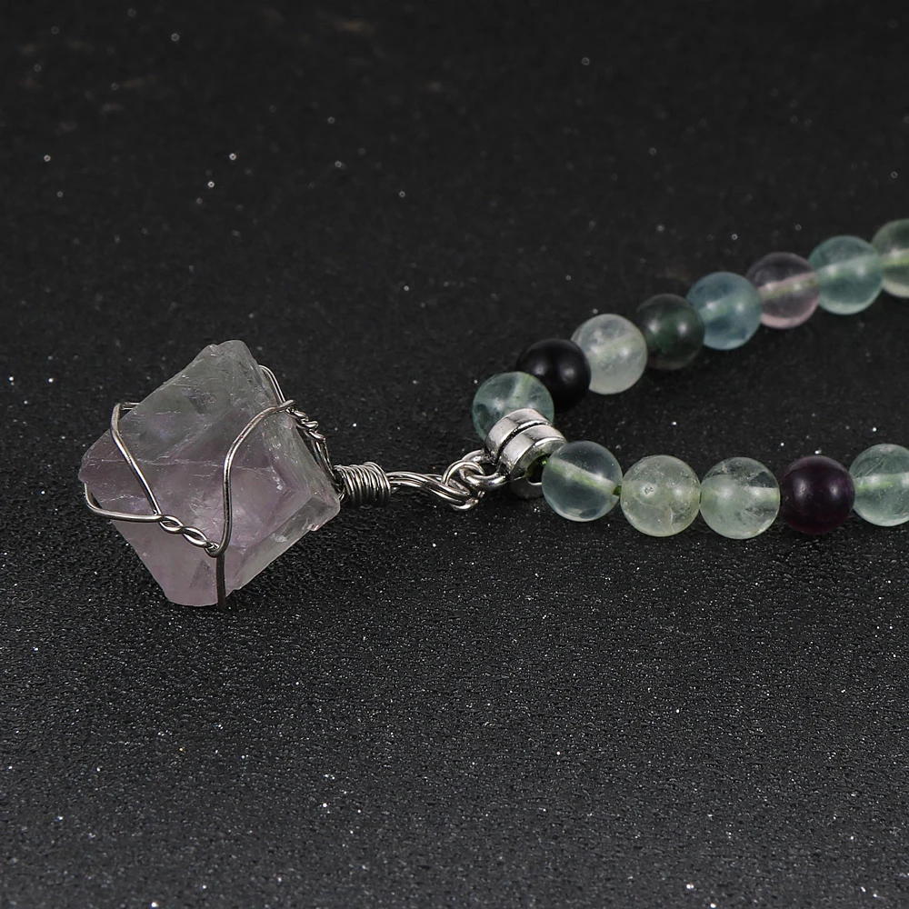 Женское ожерелье с подвеской из натурального камня 6 мм 108 кристаллами|Ожерелья