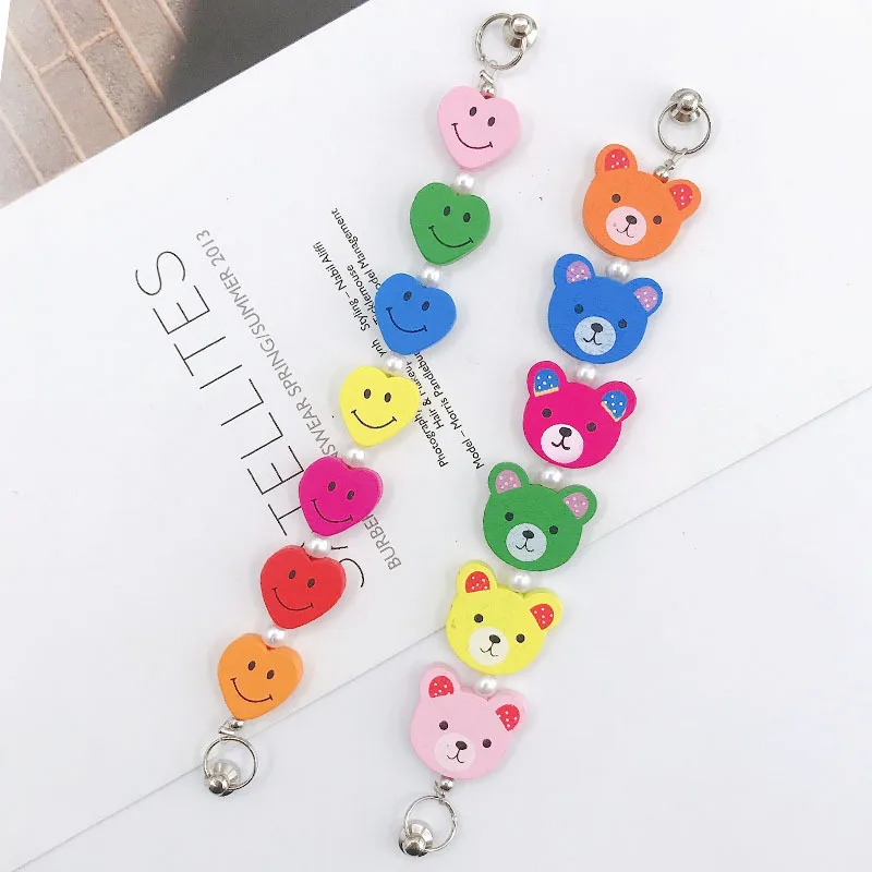 

Phone Charms Charms for Jewelry Making Wooden Bear Beaded Bracelet DIY Case Jewelry Accessories Printing Love Chain Phone Case