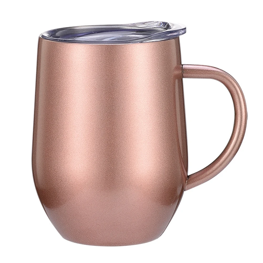 Rose Gold Водное стекло с двойными стенками герметичная Изолированная небьющаяся Изысканная изогнутая рукоятка шампанское здоровая кофейная дорожная чашка из нержавеющей стали - Цвет: Rose Gold