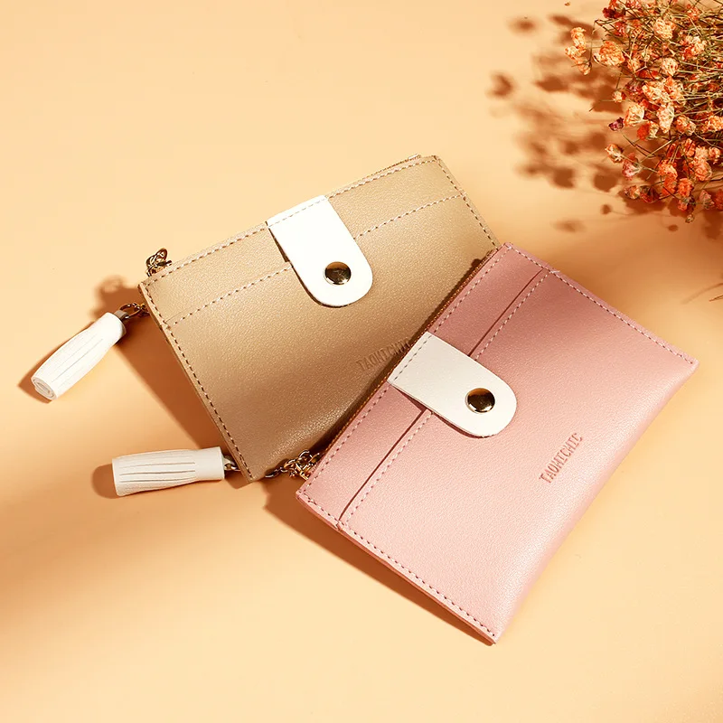 Кошелек для монет на молнии сумка карт кошелек из искусственной кожи Одноцветный