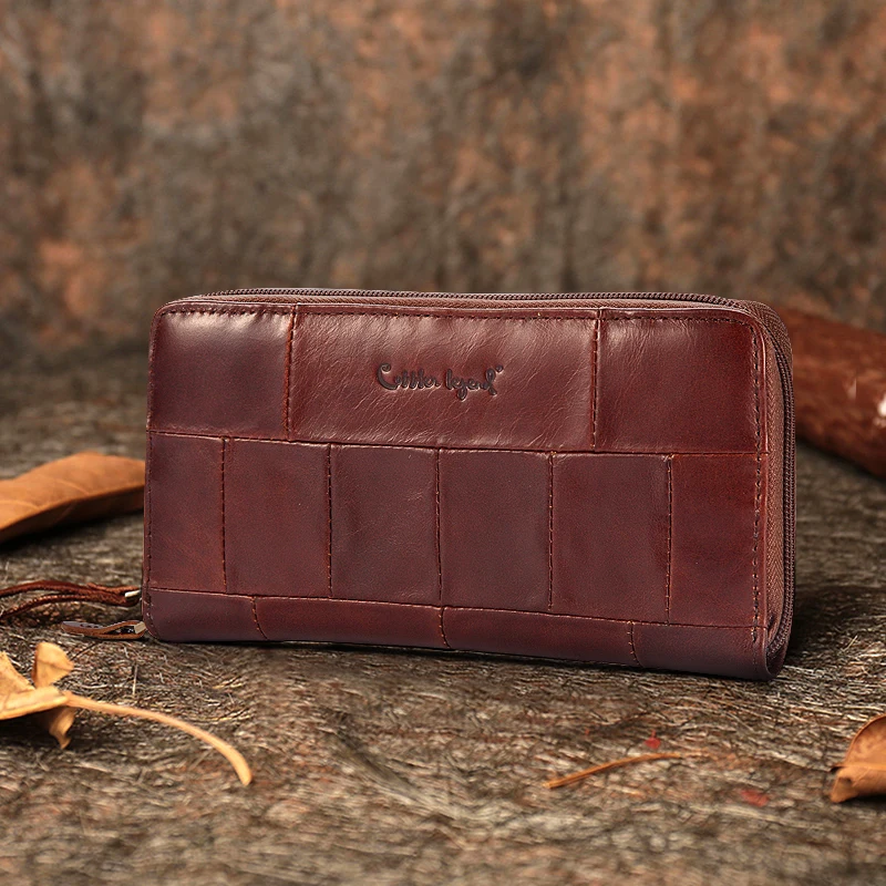 Cobbler Legend Genuine Leather Large Capacity Women's Long Wallet Business Card Holder Fashion Phone Bag Zipper Purse Handbag