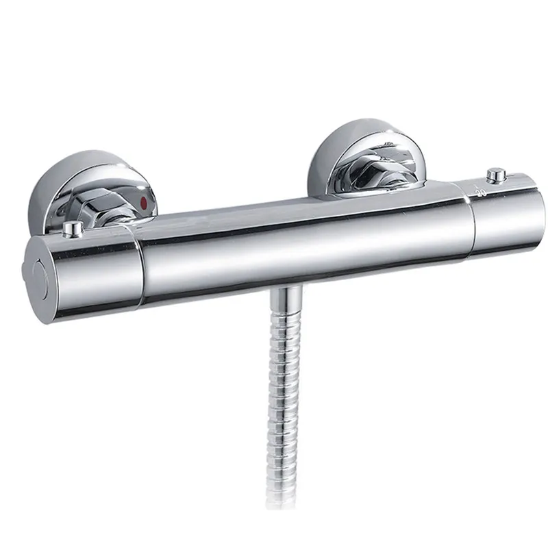 chrome Thermostatic Shower Mixer Brass Black Wall Mounted Dual Handle Bathroom Thermostatic Shower Mixer Valve Tap Bathroom Accessories - Цвет: chrome