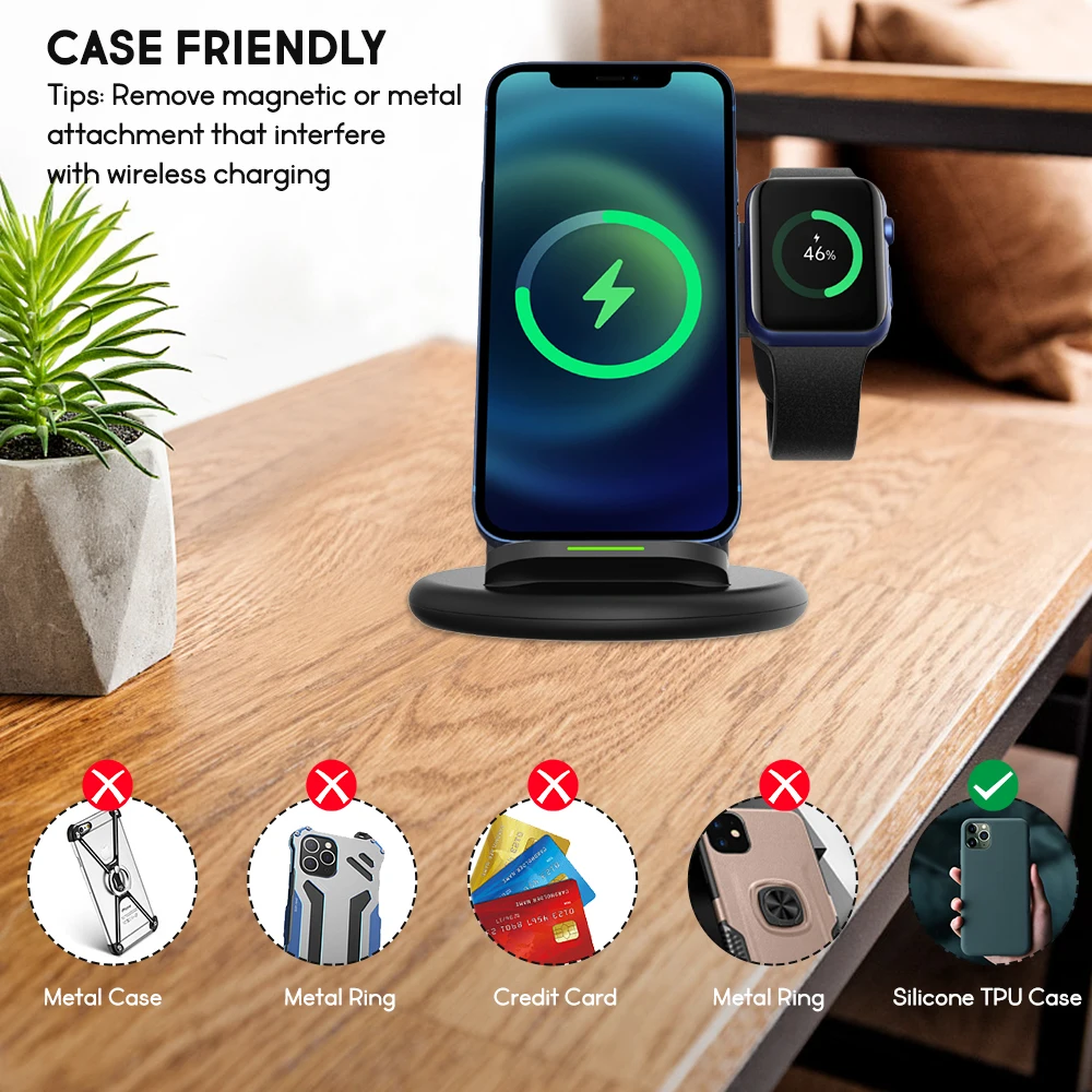 15w qi fast magnetic wireless charger stand for iphone 12 11 x apple watch wireless charging dock station for airpods pro iwatch free global shipping