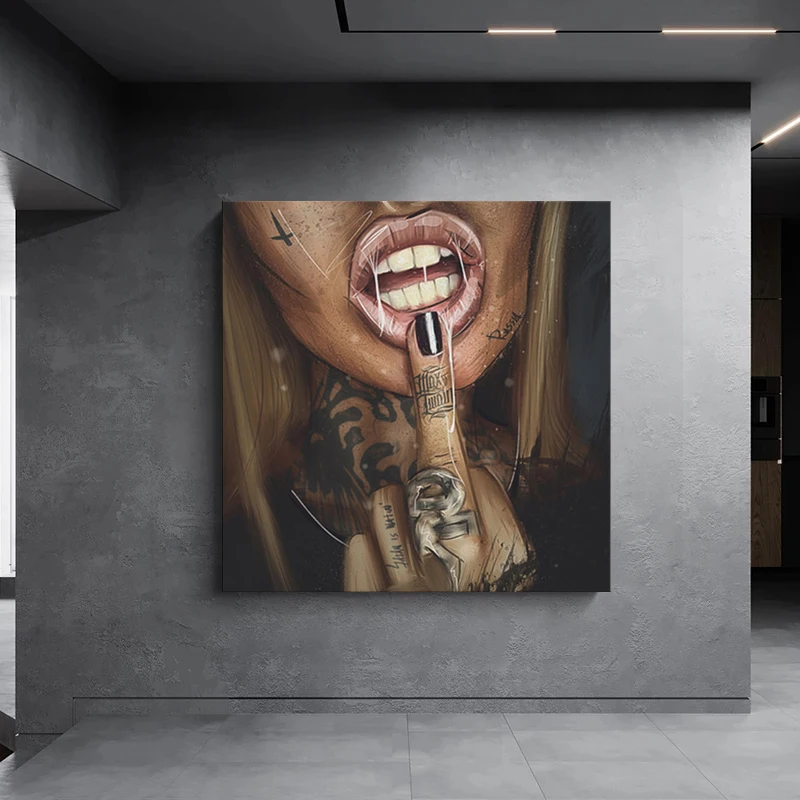 Крутая сексуальная девушка тату поп граффити улица Секс Женщины картина маслом