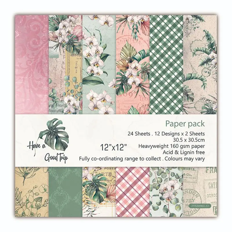 

12" 24Pcs/Lot Lovely Leaves Retro Material Papers DIY 30.5cm X 30.5cm Scrapbooking Album Diary Gift Decorative Painting Paper