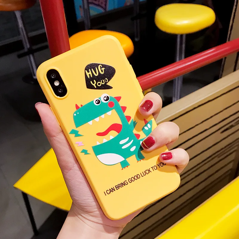 Корейский Kawaii мультяшный динозавр чехол для телефона iphone XR X XS милые иллюстрации