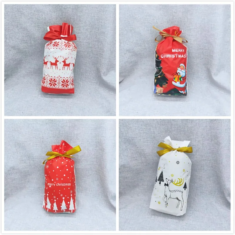 

50Pcs Christmas Candy Bags Cute Santa Gift Bag Pocket Sweet Candy Biscuit Gift Bag Christmas decoration for home