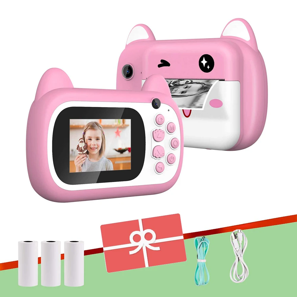 

Камера Мгновенной Печати для детей, 1080P HD, цифровая Передняя и задняя камера, детские игрушки с термобумагой, подарок для девочки и мальчика