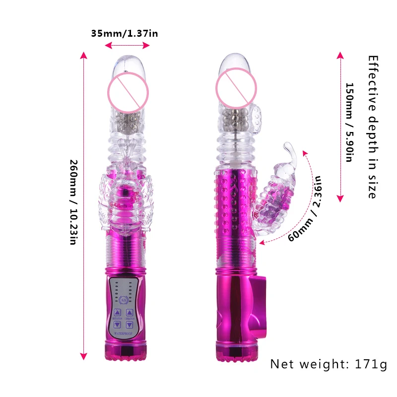 Powerful Rabbit Vibrator Telesopic Rotation Vibrating Vaginal Clitoris Stimulation Jelly Dildos Masturbator Sex Toys for Women | Красота и