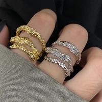 oe trendy foil paper grain exaggerated design open thin ring ring hip hop ring woman jewelry