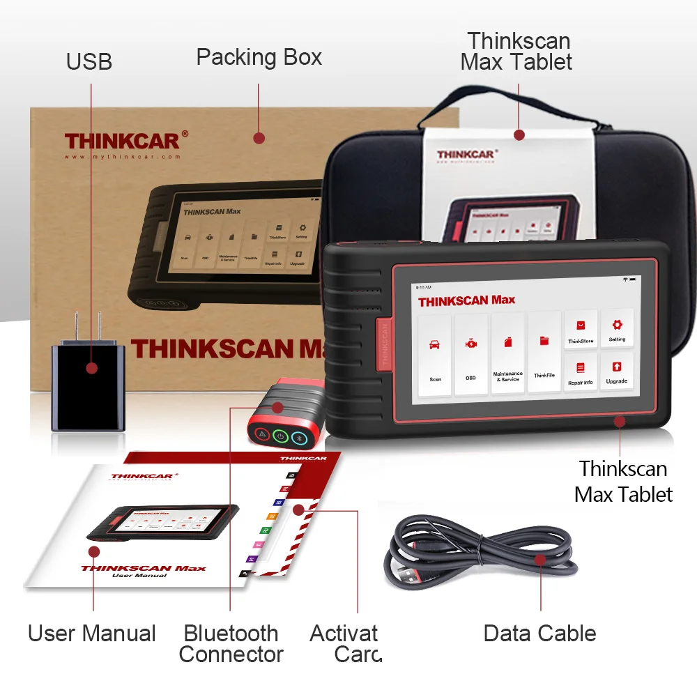 ThinkCar THINKSCAN MAX obd2 code reader scanner Full System with VIN Scan /ECU Coding/A/F Reset auto diagnostic tools PK CRP909 |
