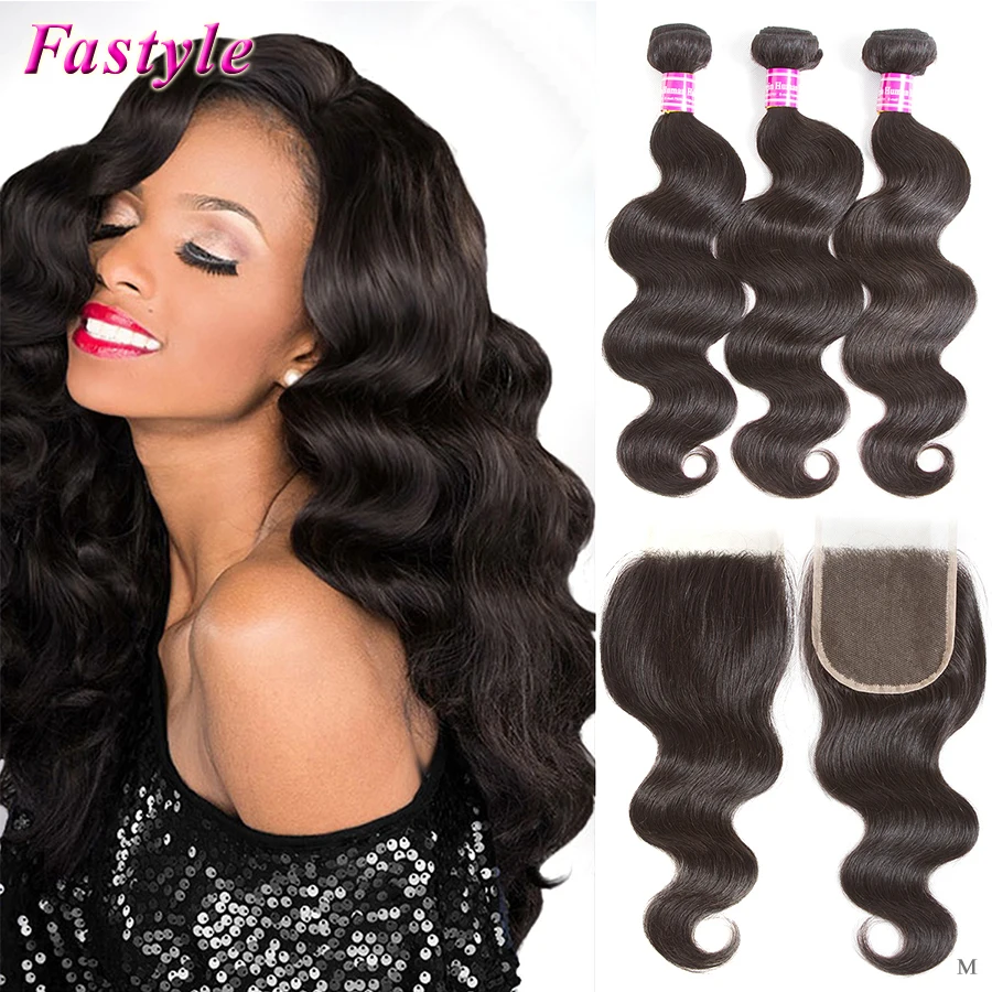 Необработанные бразильские необработанные волнистые волосы 3 пряди с кружевной