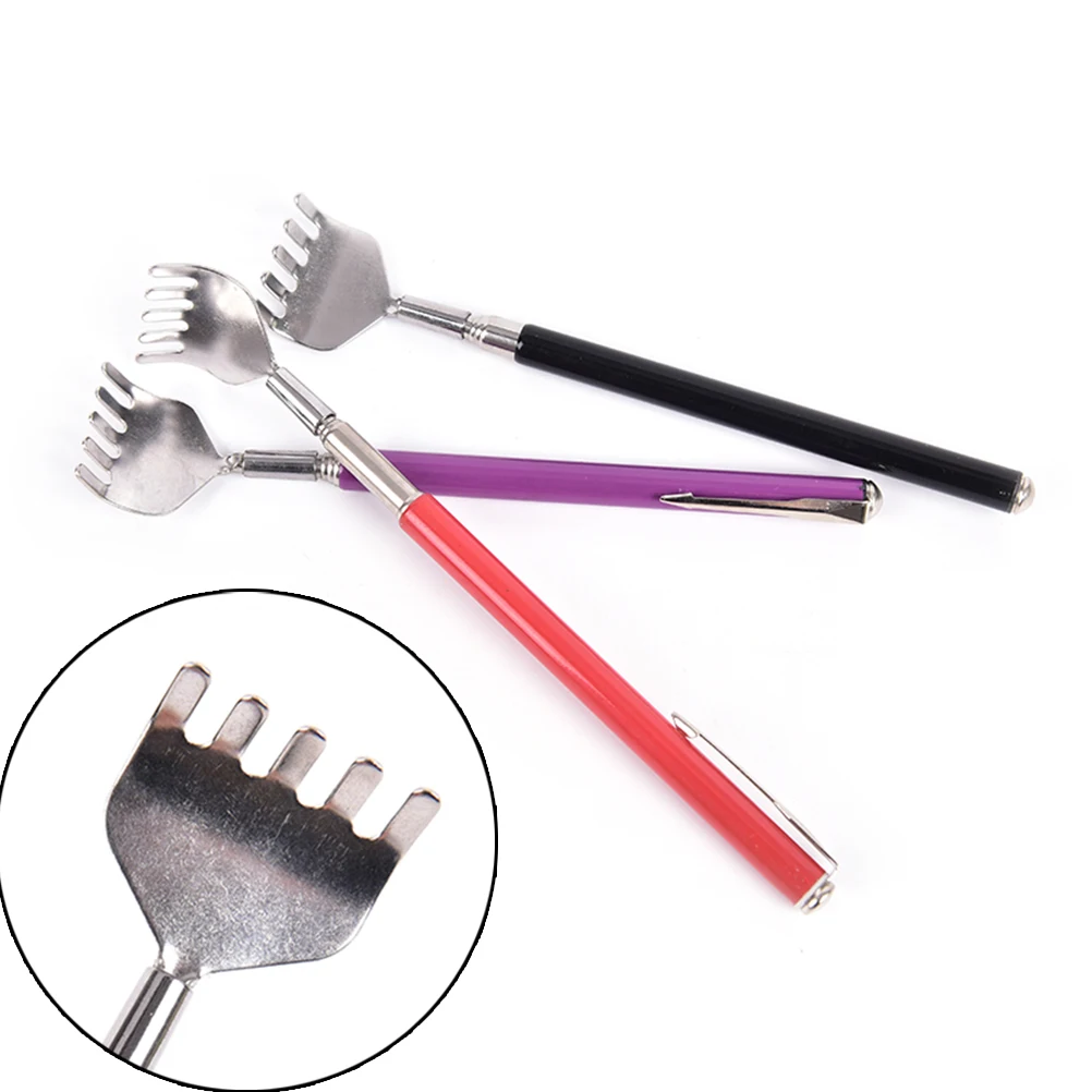 

1pcs Practical Handy Portable Adjustable Stainless Pen Clip Back Scratcher Telescopic Pocket Scratching Massage Kit