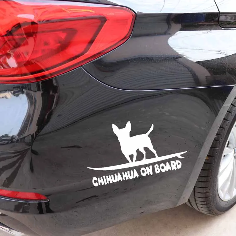 

16.2x9.4cm PVC Waterproof Sunscreen Decal Car Sticker Chihuahua Funny Dog Breed Window Decal Black/silver