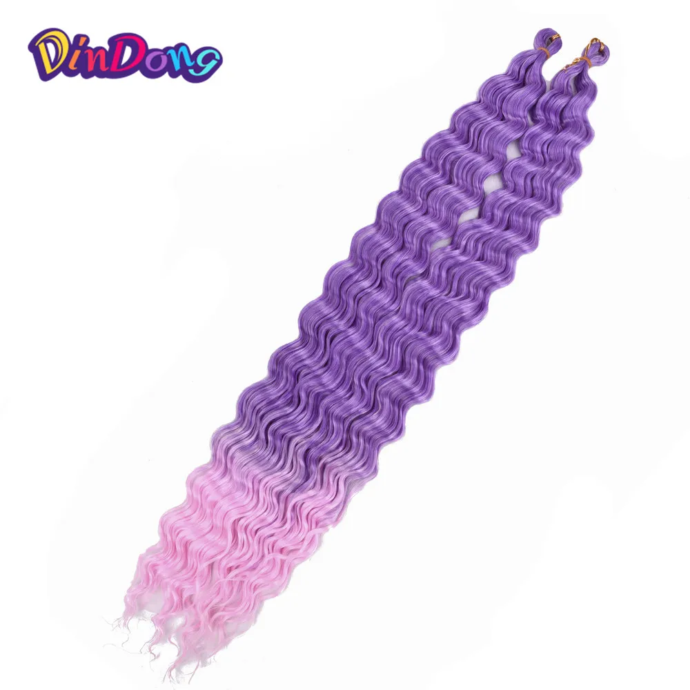 DinDong 32 дюйма синтетические волнистые плетеные волосы для наращивания розовые фиолетовые глубокие волнистые пучки синтетические волосы для плетения