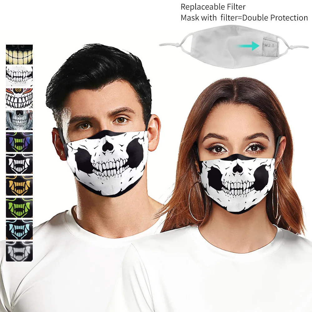 Хэллоуин Хлопок аксессуары маски от пыли Скелет половина косплей с маской для