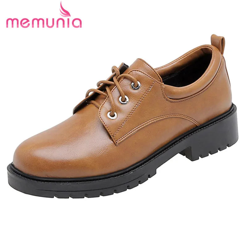 

MEMUNIA 2020 new arrival spring summer single shoes women pumps round toe lace up comfortable square heel casual shoes ladies