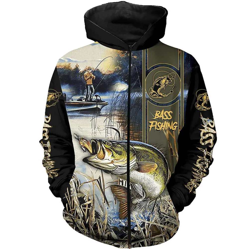 

Fashion 3D Printed Bass Fishing Zipper Hoodie Men Women Harajuku Casual Sweatshirt Hip Hop Jacket G-123