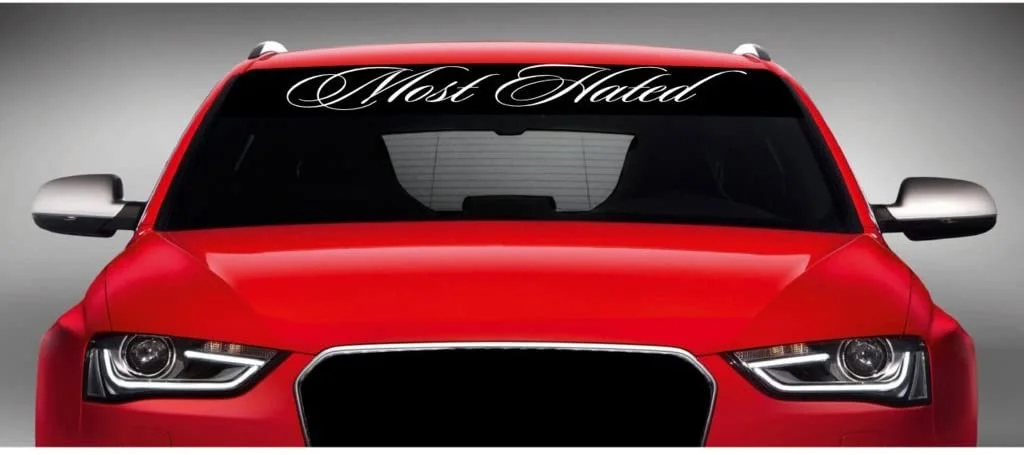 

For Graphics 40" x 4" Most Hated - JDM Car Windshield Sticker Truck Window Vinyl Decal Color: White