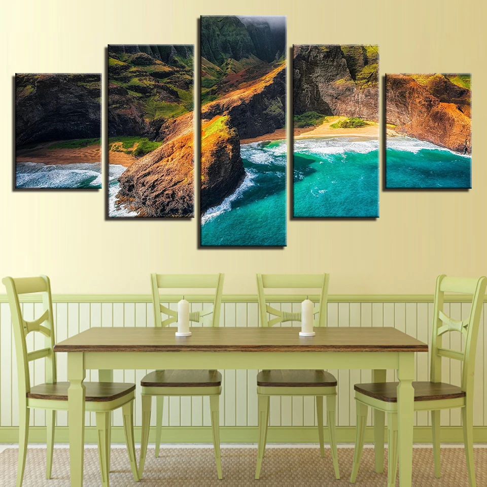 Embelish 5 Panels Modern Home Decor Modular Pictures HD Print Canvas Paintings Kauai Hawaii Landscape Wall Art Posters Bedroom | Дом и сад