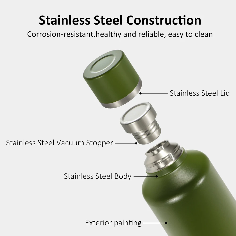 

2L Vacuum Insulated Stainless Steel Water Bottle with Carry Bag Pouch for Camping Hiking Backpacking Picnic