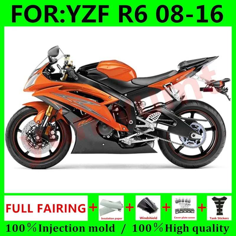 

Motorcycle full Fairing Kits For Yamaha YZF R6 2008 2009 2011 YFZ-R6 08 09 10 11 12 13 15 16 ABS Fairings Bodywork orange black
