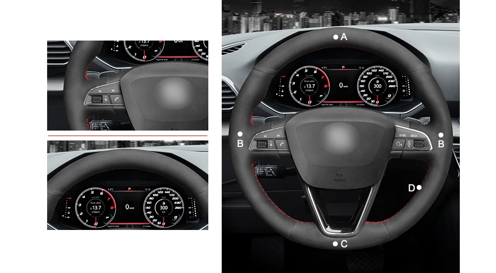 MEWANT черный чехол на руль из натуральной кожи и замши для Seat Leon 5F Mk3 2013- Ibiza 6J Tarraco Arona Ateca Alhambra
