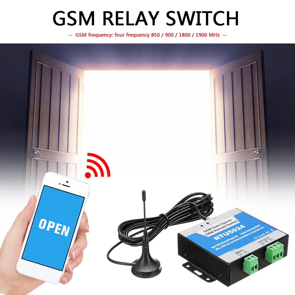 RTU5024 GSM Gate Opener Relay Switch Wireless Remote Control Door Access Long Antenna Free Call 850/900/1800/1900MHz | Обустройство