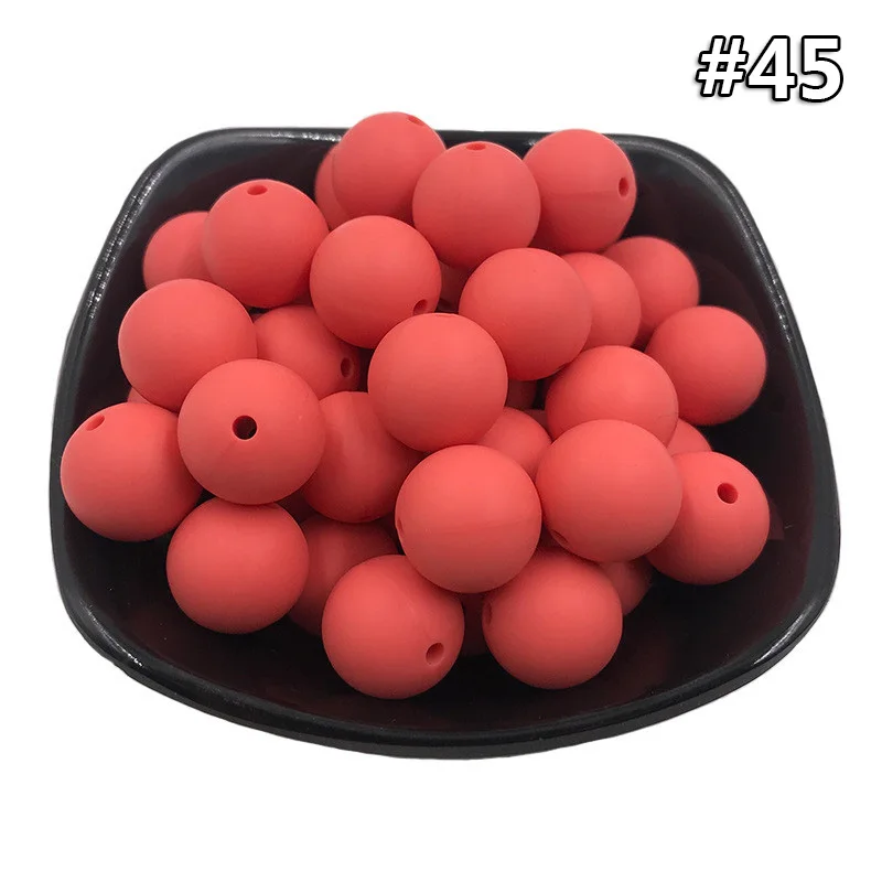 5PCS Beads 45 5 шт. Детские Силиконовые Прорезыватели 19 мм Пищевой бисер без БФА, силиконовый Прорезыватель для зубов DIY ювелирные изделия ожерелье аксессуары для кормления игрушки - Цвет: 5PCS Beads 45