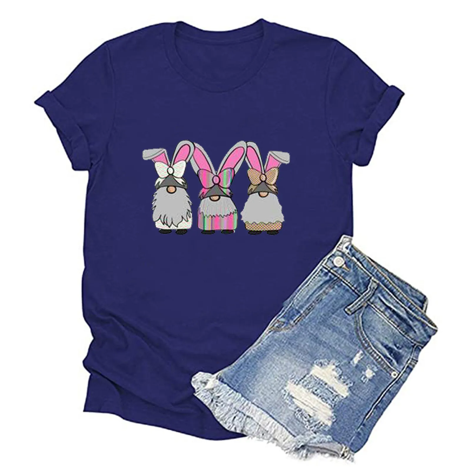 

Women's Easter print Fashion Short Sleeve T Shirt Casual Blouse Print Tops woman tshirts harajuku women tops