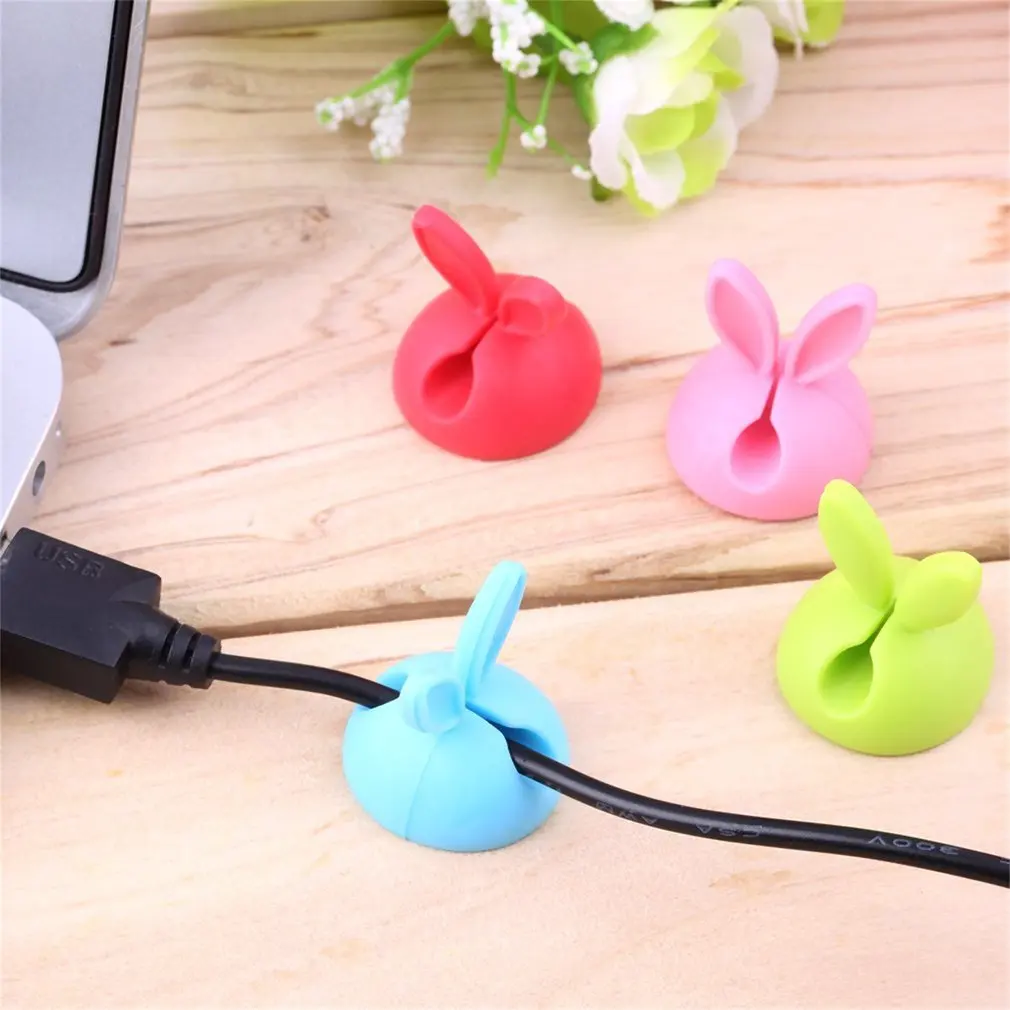 4pcs Multipurpose Rabbit Earphone Cable Cord Wire Line Organizer Clips Fixer Fastener Holder Creative Design | Электроника