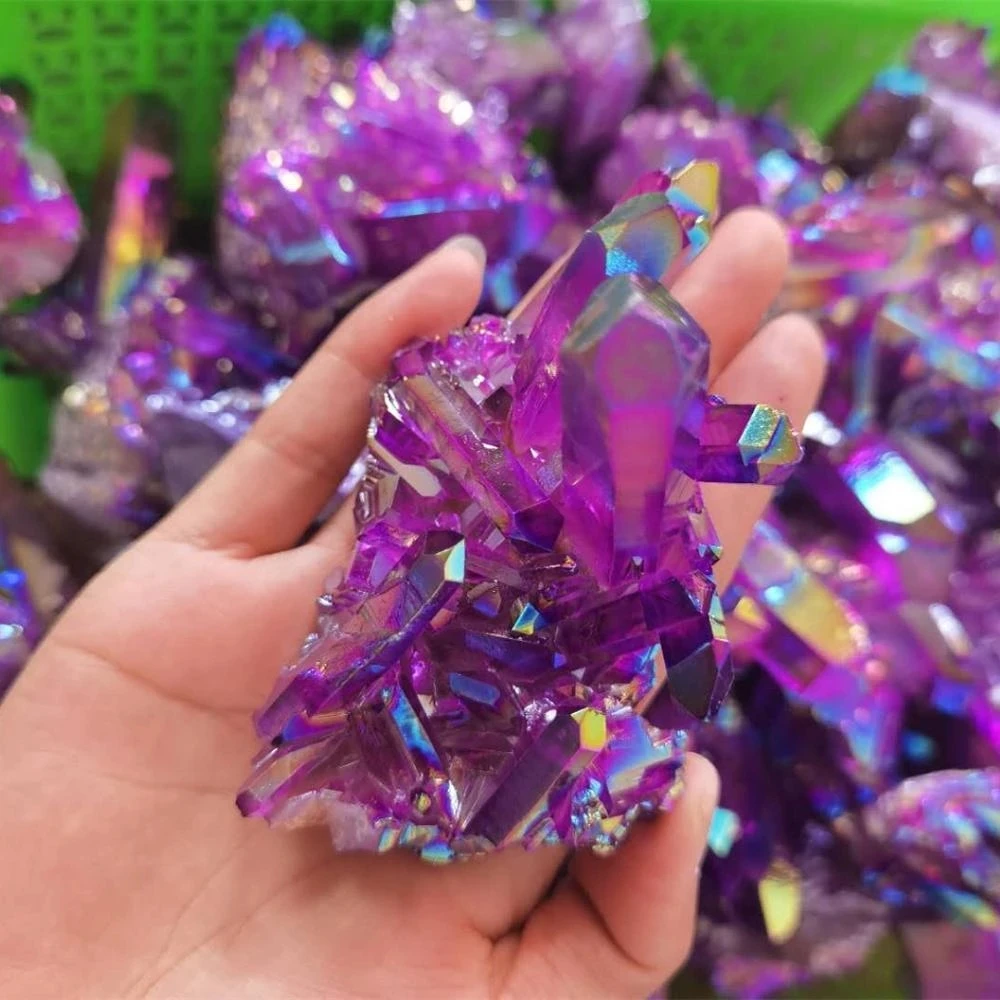 

Natural Plating White Quartz Multicolor Cluster Healing Stones Crystal Point Specimen Home Decoration Raw Crystals Minerales