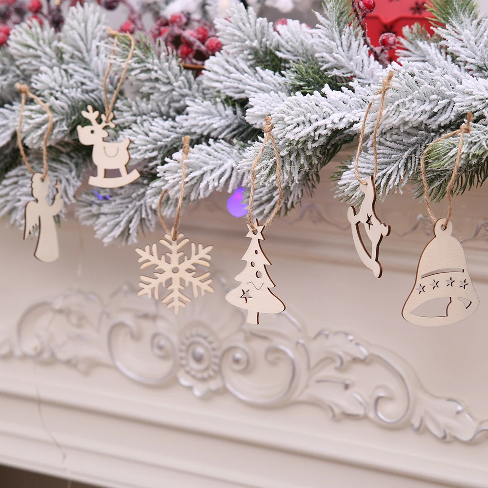 10 шт./лот рождественские деревянные подвесные украшения стильные милые звезды