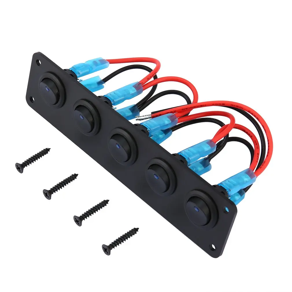 5 Gang 12V Switch for Car Marine Boat Circuit Breakers Overload Protected LED Light  Switch Panel Circuit