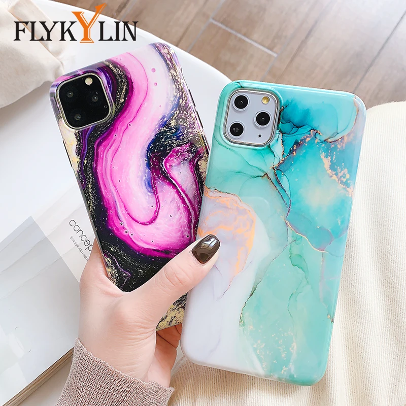 FLYKYLIN силиконовый чехол IMD для iphone 11 Pro Max XS X XR 6 S 7 8 Plus гладкая задняя крышка
