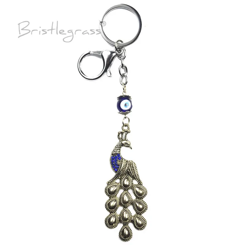 Брелок для ключей с изображением гриба турецкого голубого сглаза Стразы павлин