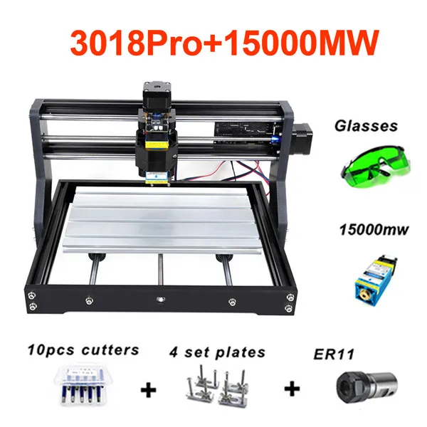 Золотой CNC 3018 PRO лазерный гравированное дерево фрезерный станок с ЧПУ GRBL ER11 Хобби DIY гравировальный станок для дерева PCB ПВХ Мини CNC3018 гравер - Цвет: Золотой
