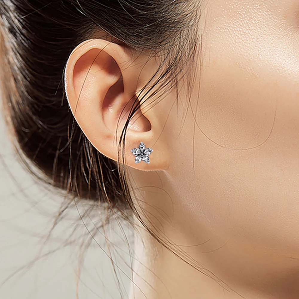 

Sparkling Snowflakes 100% Real 925 Sterling Silver Aesthetic Friends Free Shipping Wholesale Small Stud Earrings for Women