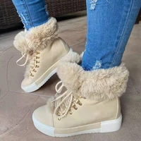 real rabbit fur leather martin boots women winter 2021 new mid tube leather short boots plus velvet platform casual women shoes