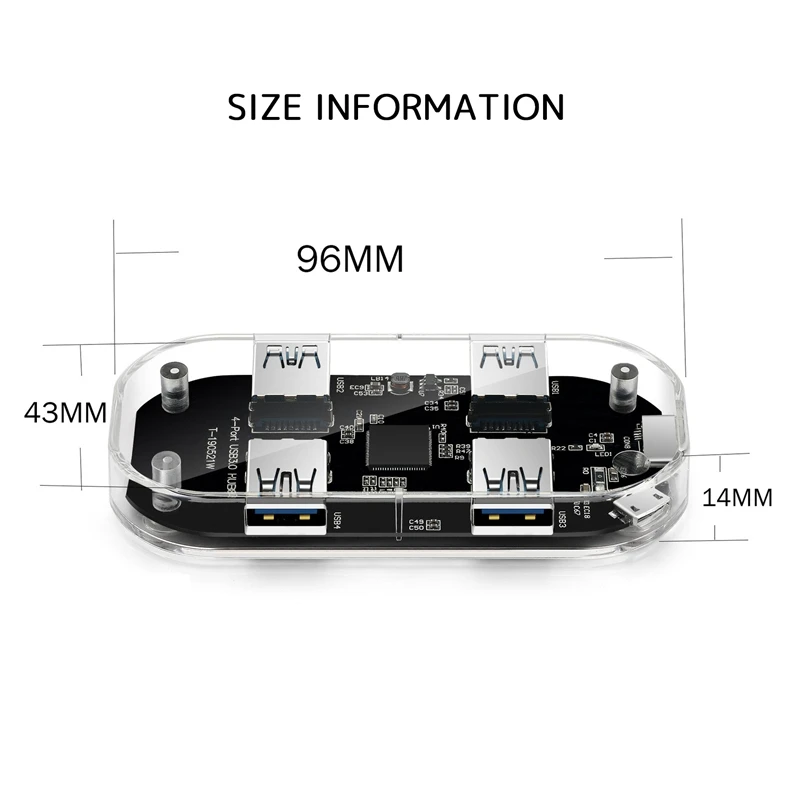 

Clear USB 3.0 HUB USB HUB 3.0 Multi USB Splitter USB 3 Hab Use Power Adapter Hub USB 3.0 4 Port Expander PC Computer Accessories