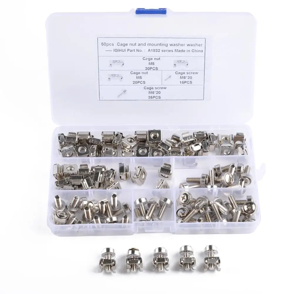 

Auto Replacement Parts 50pcs/Box Cage Nuts M5 + Mounting Screws M5*20 479g