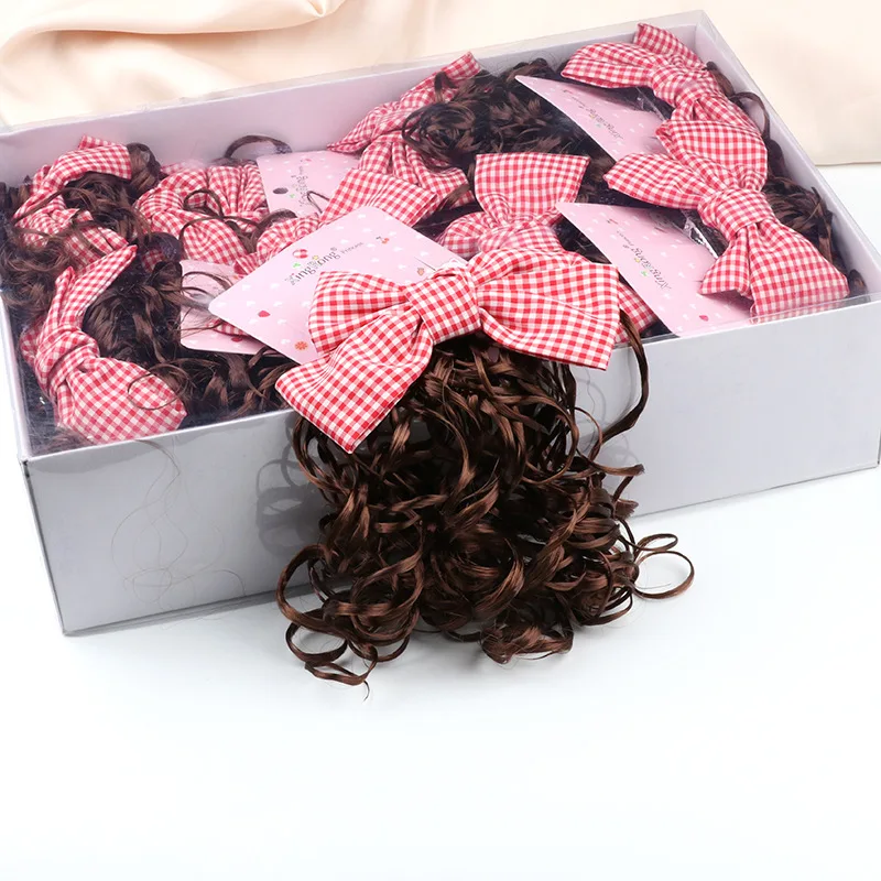 Милые аксессуары для волос в оплетке девочек парики клетку с бантом заколка