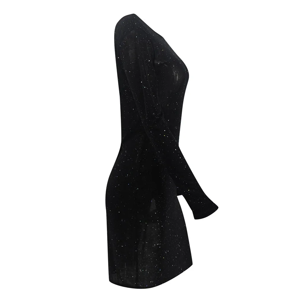Платье женское весеннее с блестками пикантное вечернее миди-платье без рукавов