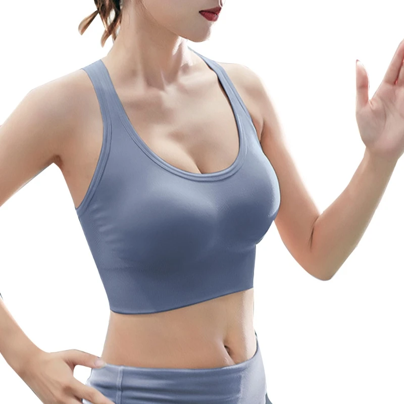

Women Activewear Sports Bra Buckle Hook Shockproof Seamless Racerback Bralette