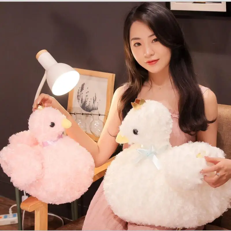 30/40Cm Cute Crown Swan Cotton Animal Pad Nap Pillow Creative Christmas Girls Plush Doll Kid Toy Xmas Gift | Игрушки и хобби
