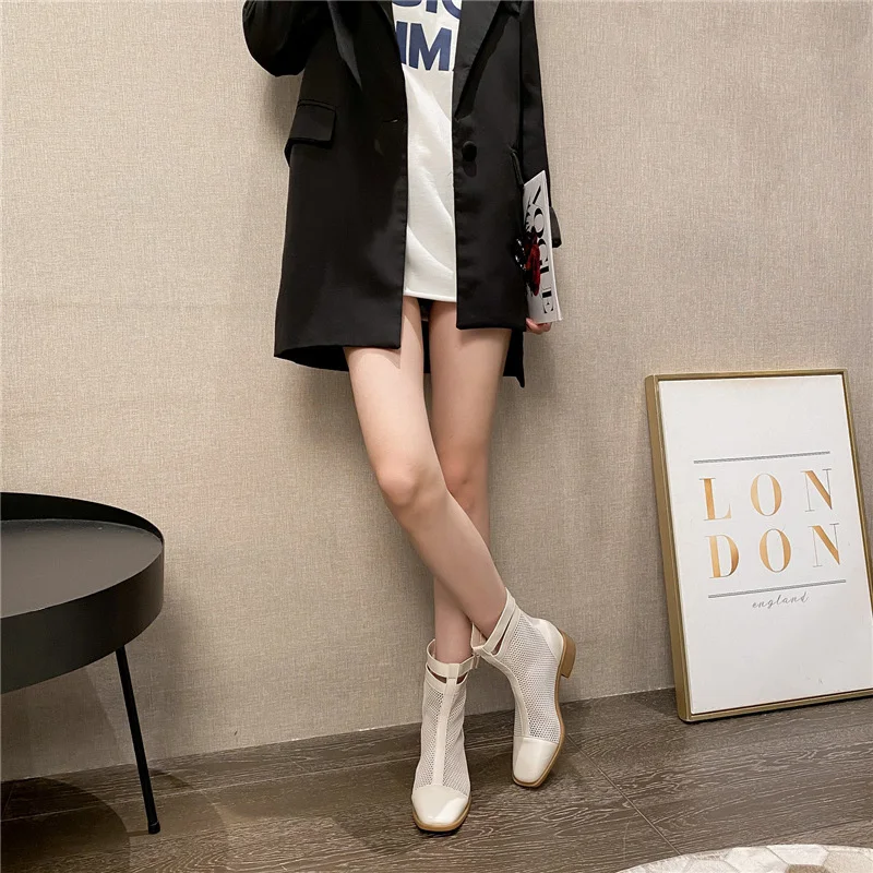 

boots women's short boots British style 2021 new summer and autumn thin mesh breathable hollow mesh boots